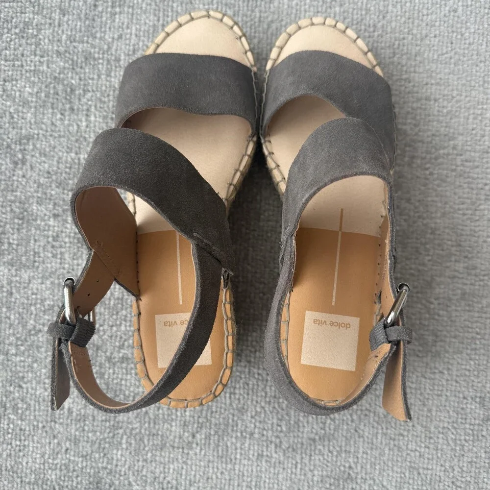 Dolce Vita Shoes Womens Size 7 Suede Espadrille Wedge Sandals Platform Buckle